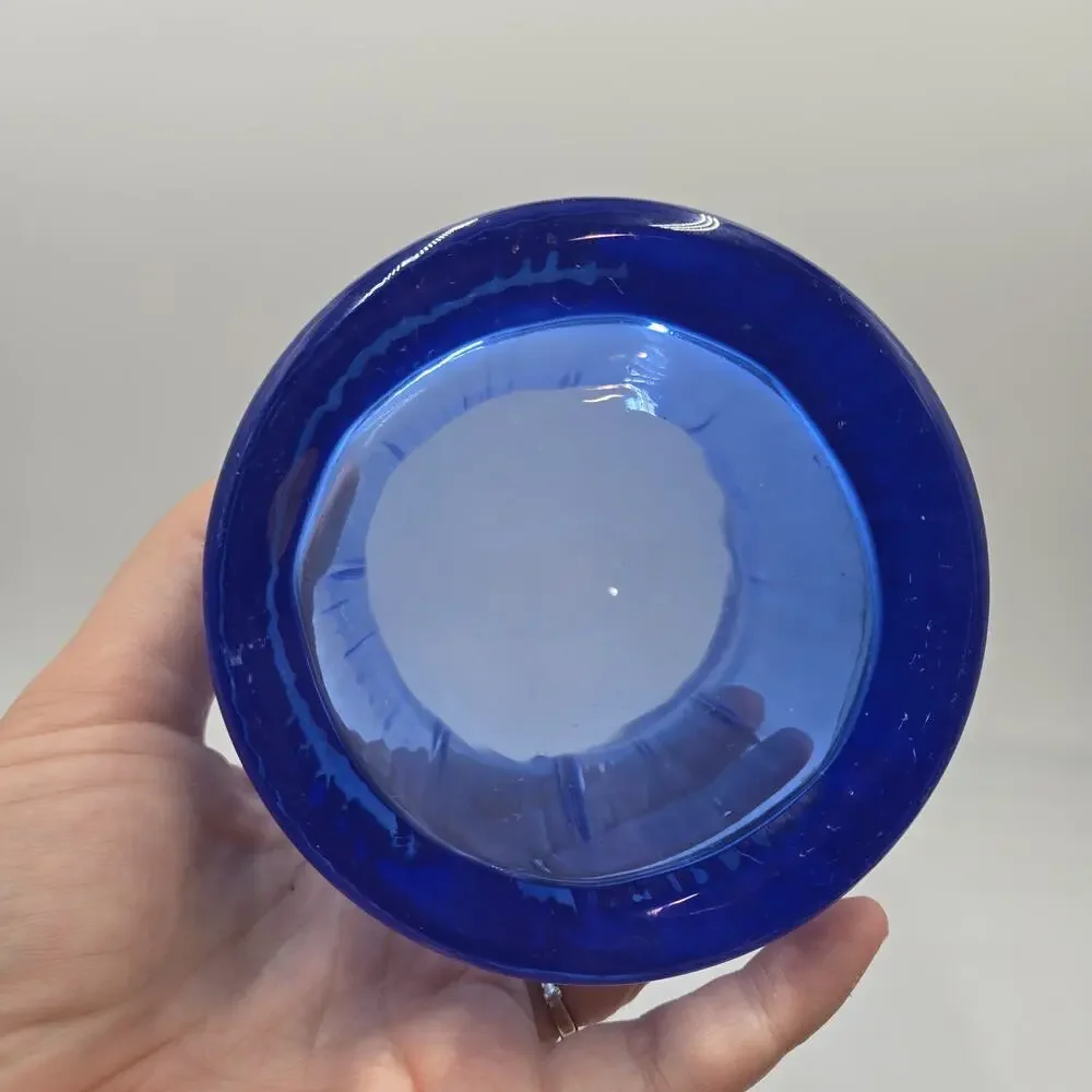 Vintage VILLEROY & BOCH Ribbed Blue Cobalt Large Glass Vase